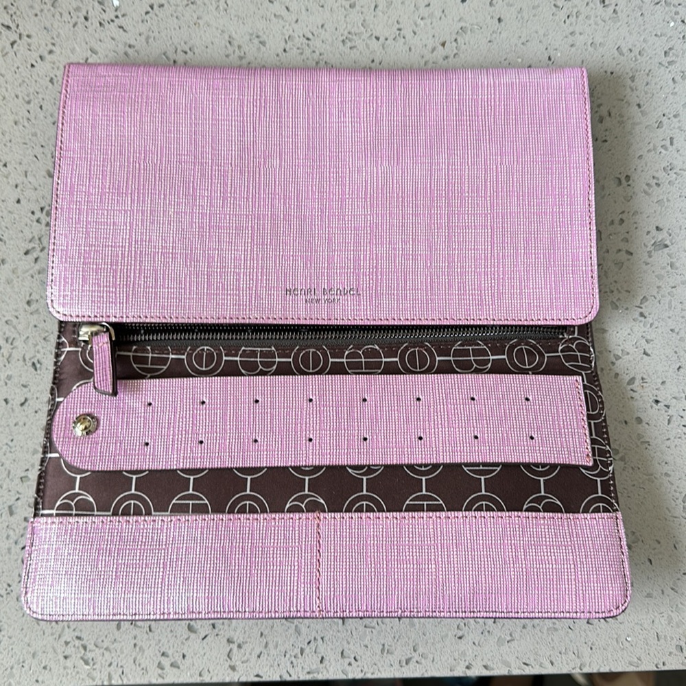 Henri Bendel Pink shimmery Leather Jewelry Case Travel